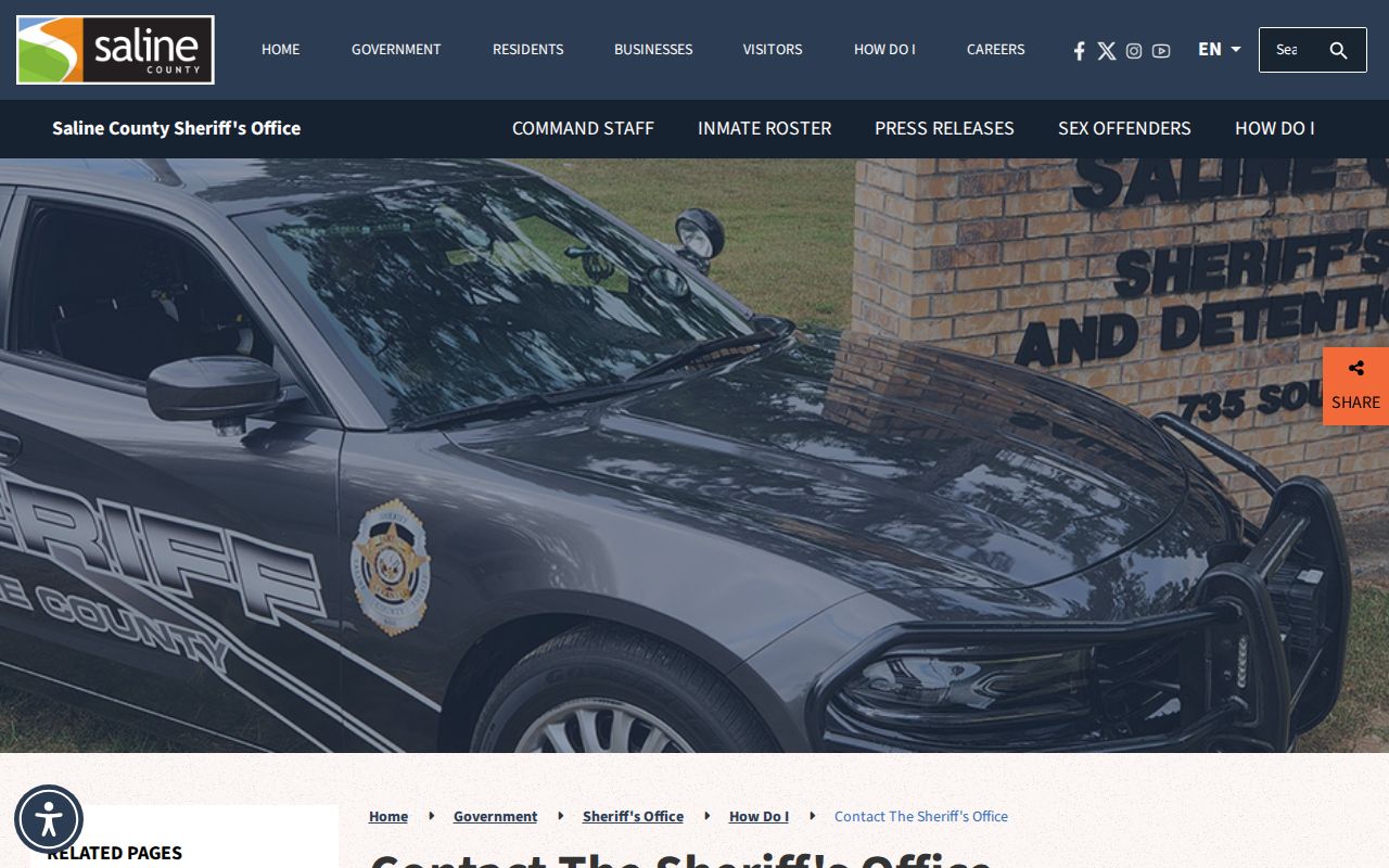 Saline County arrest record sheriff contact channels