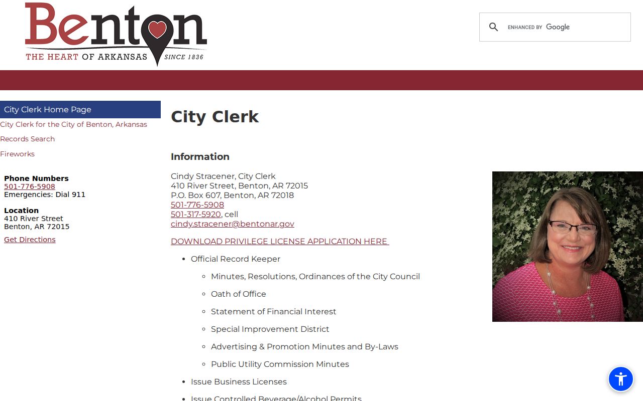Benton criminal records City Clerk page