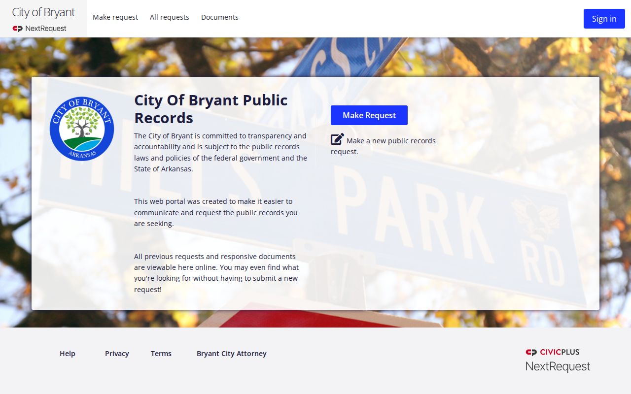 Bryant criminal history public records portal
