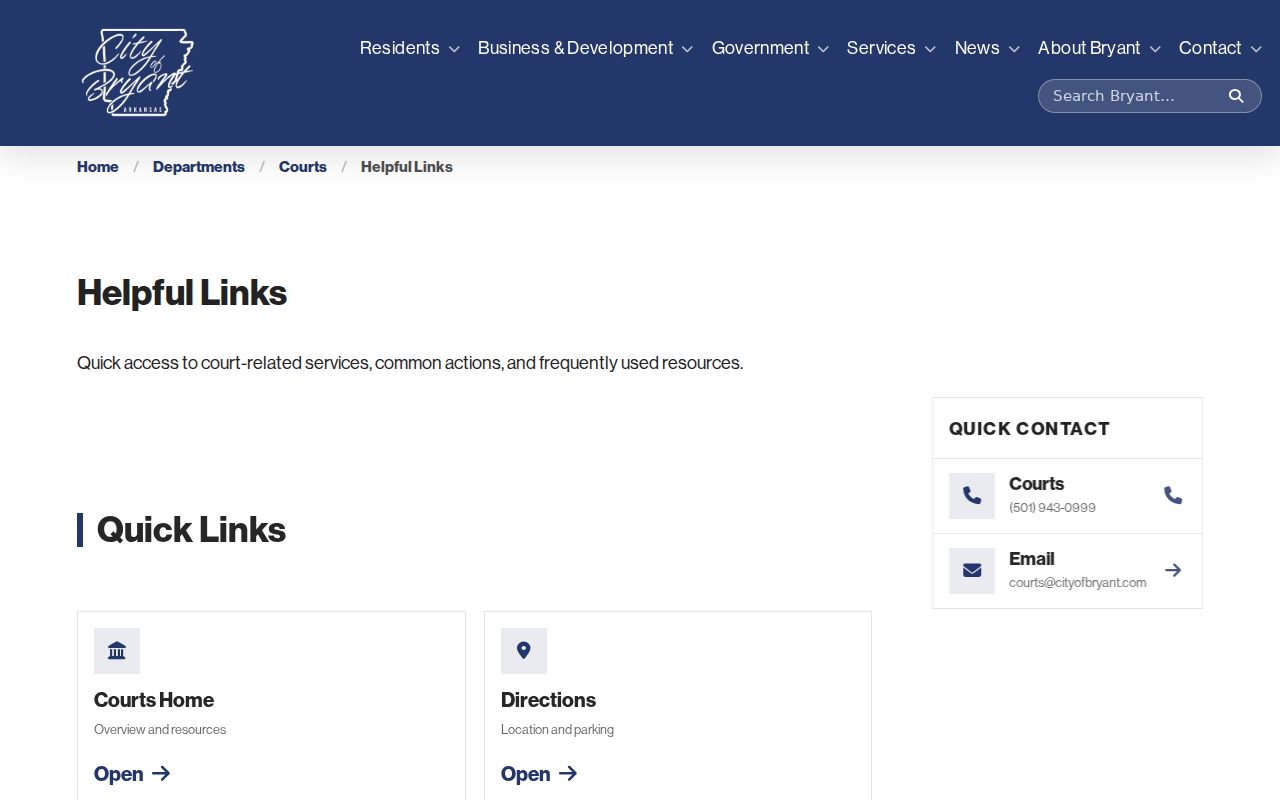 Bryant criminal records court helpful links