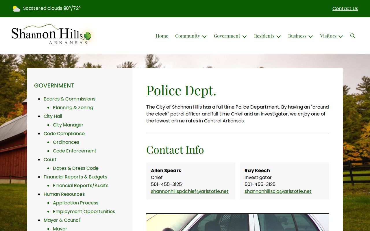 Shannon Hills criminal history Police Department