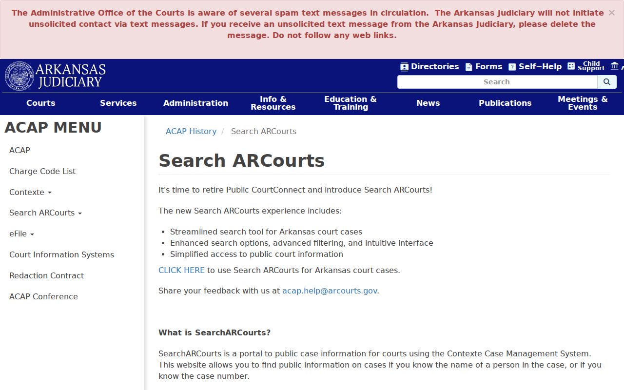 Saline County criminal court case Search ARCourts explanation